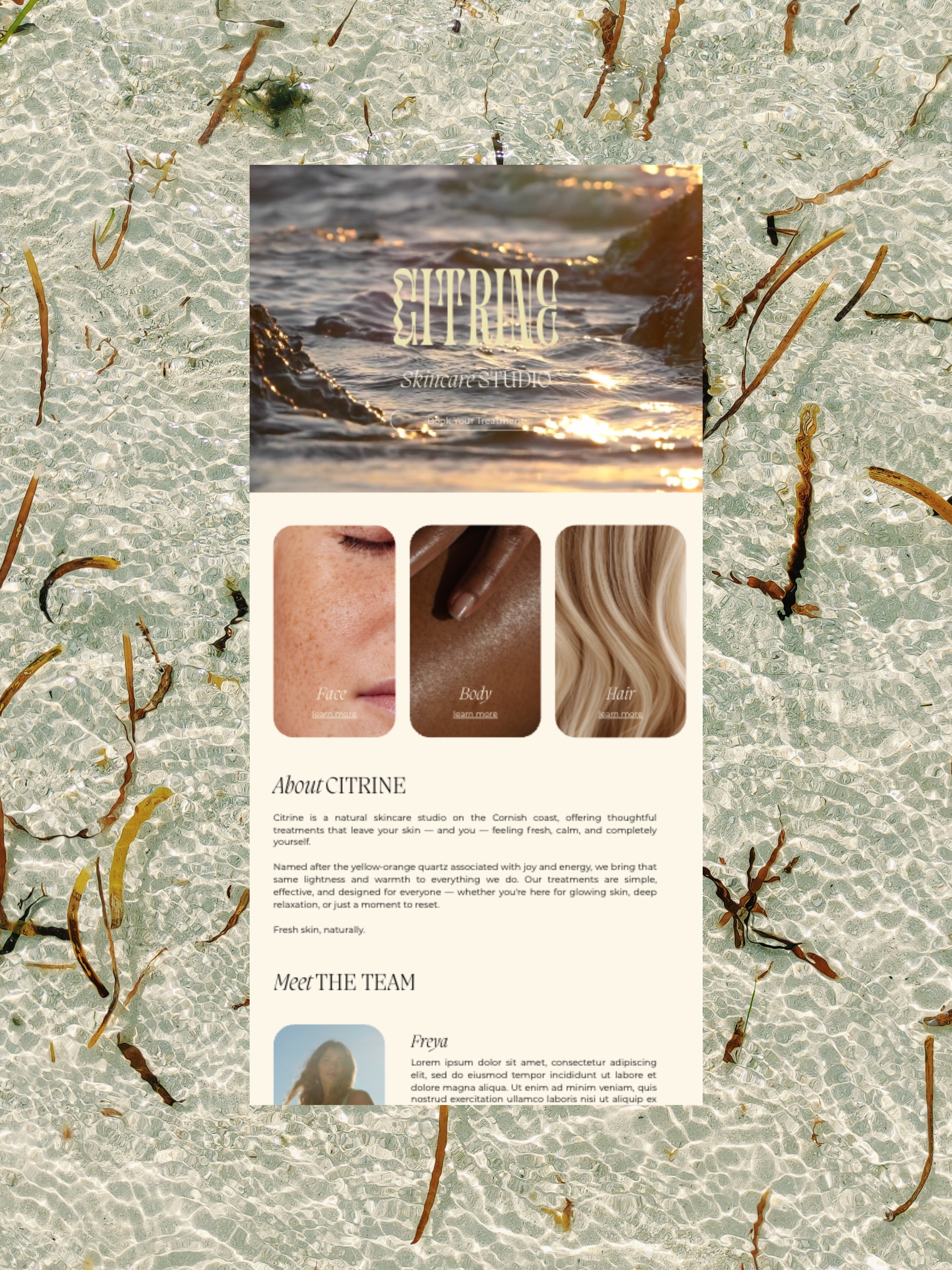 Website design for Citrine Skincare Studio