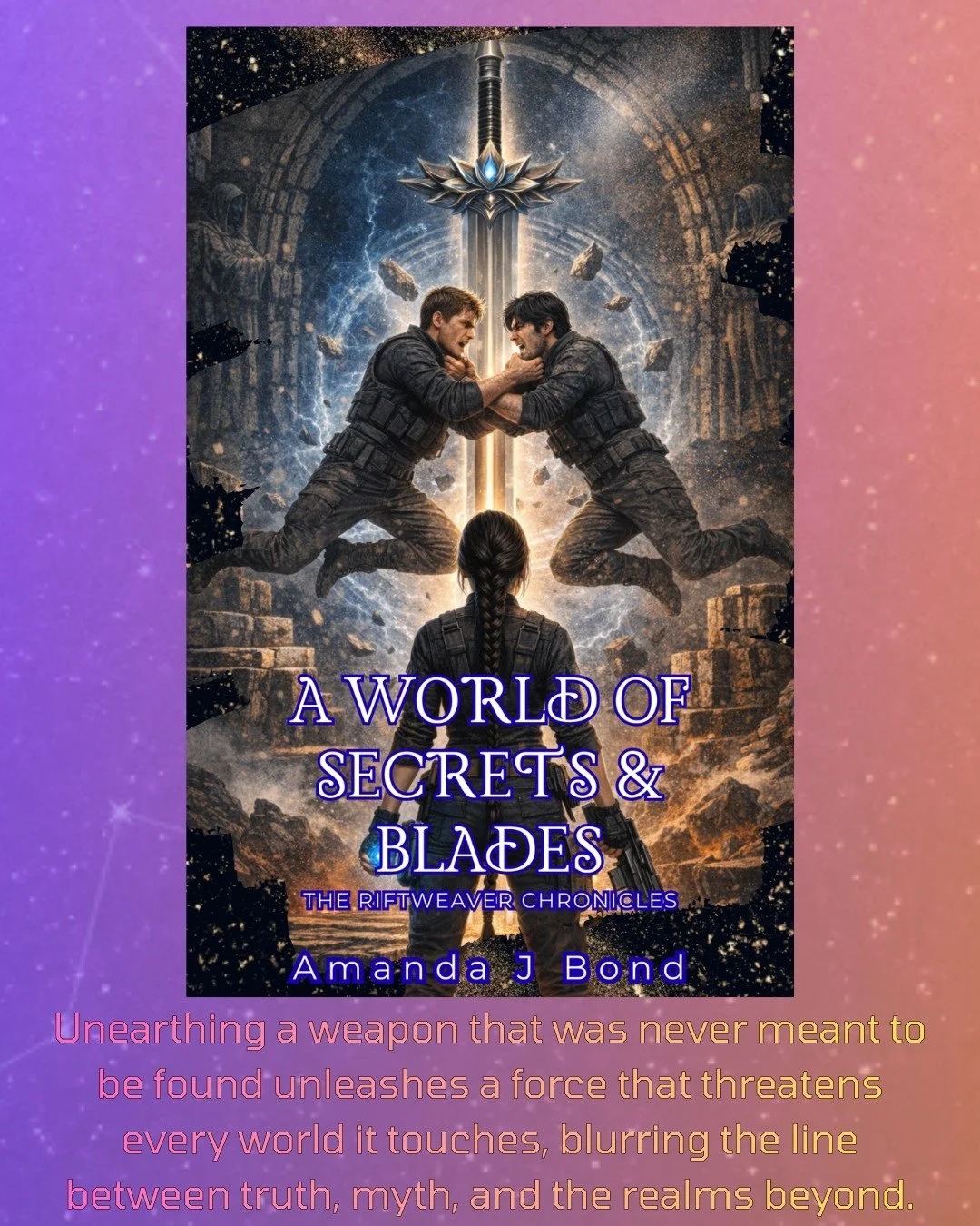 ✨ Concept Book Cover Drop! ✨

Step into A World of Secrets &amp; Blades ⚔️🌌 the early visual vibe for Book One of The Riftweaver Chronicles.

This is just concept art I designed 🎨, but it captures the magic, the danger, and the chaos at the heart o