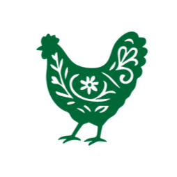 Green rooster illustration with decorative patterns