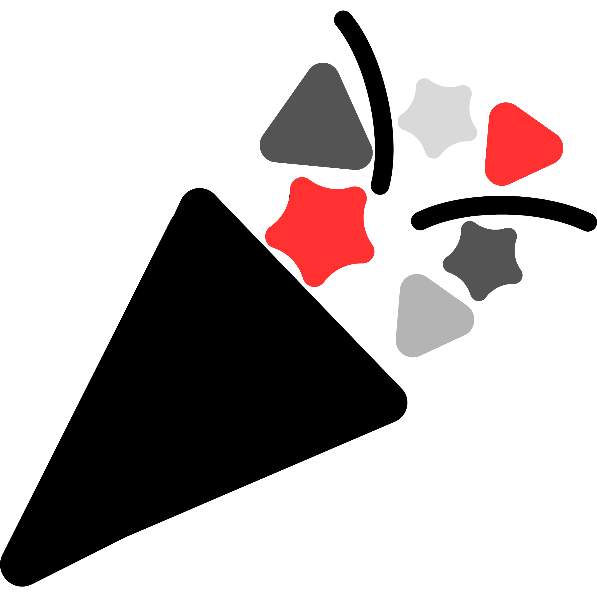Abstract digital artwork with black, red, gray, and white geometric shapes and lines on a white background.