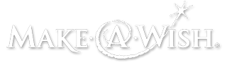 Make-A-Wish logo that is all white with the A having a circle going through the "W" and ending with a star.