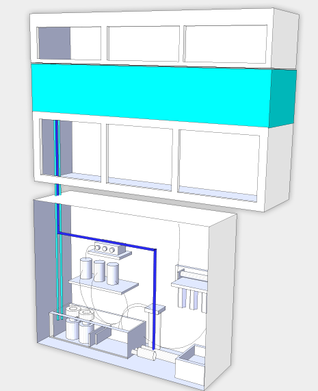 An image with a conceptualized diagram of an aquarium and water filtration concept turned inward.