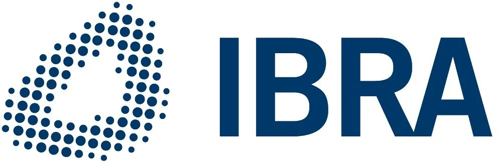 IBRA logo with a stylized droplet made of dots and the word IBRA beside it.