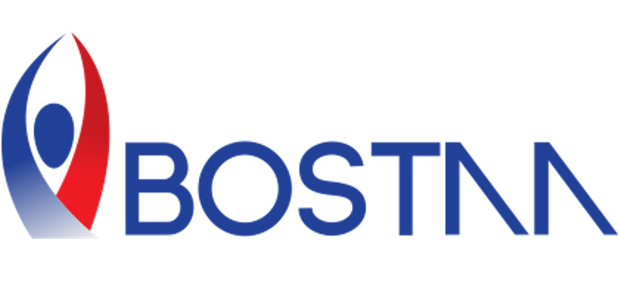 Colorful 3D logo with a red and blue color scheme reading "Boston".