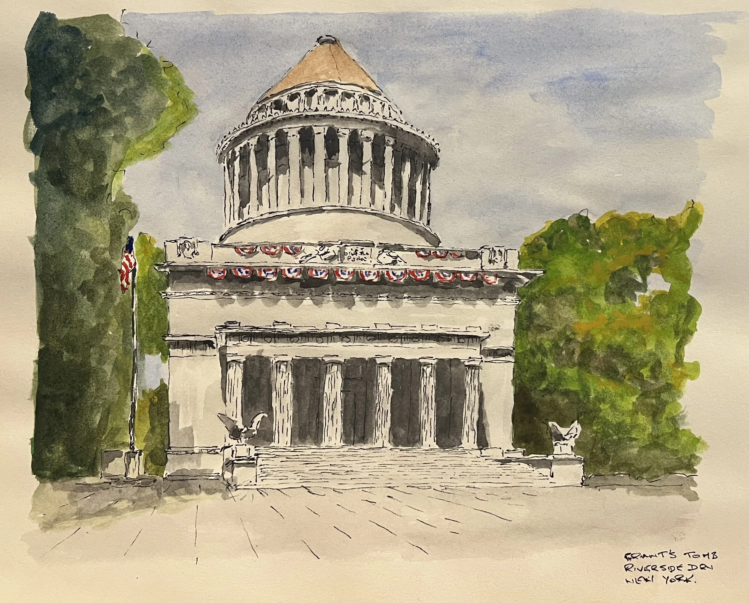 Pen and watercolor: Grant's Tomb (8/22/26)