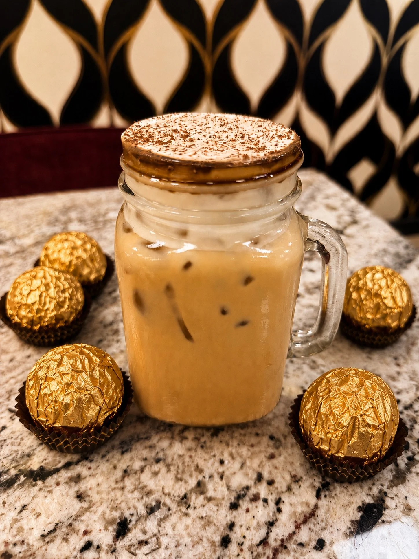 Meet the⚜️GOLDEN⚜️Truffle! She&rsquo;s a hazelnut chocolate latte with mocha drizzle ☕️🍫 &hellip;our newest special