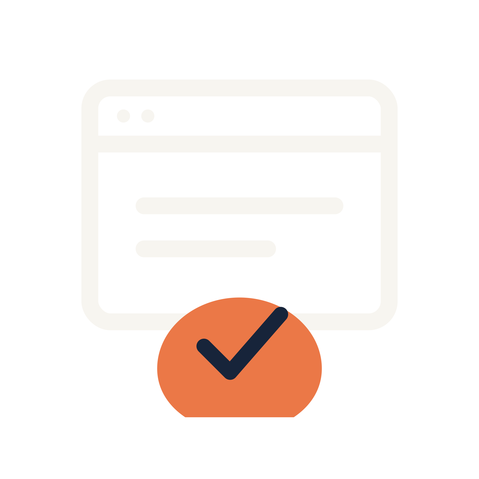 A hand with a finger pointing at a computer screen displaying a checkmark inside a circle.