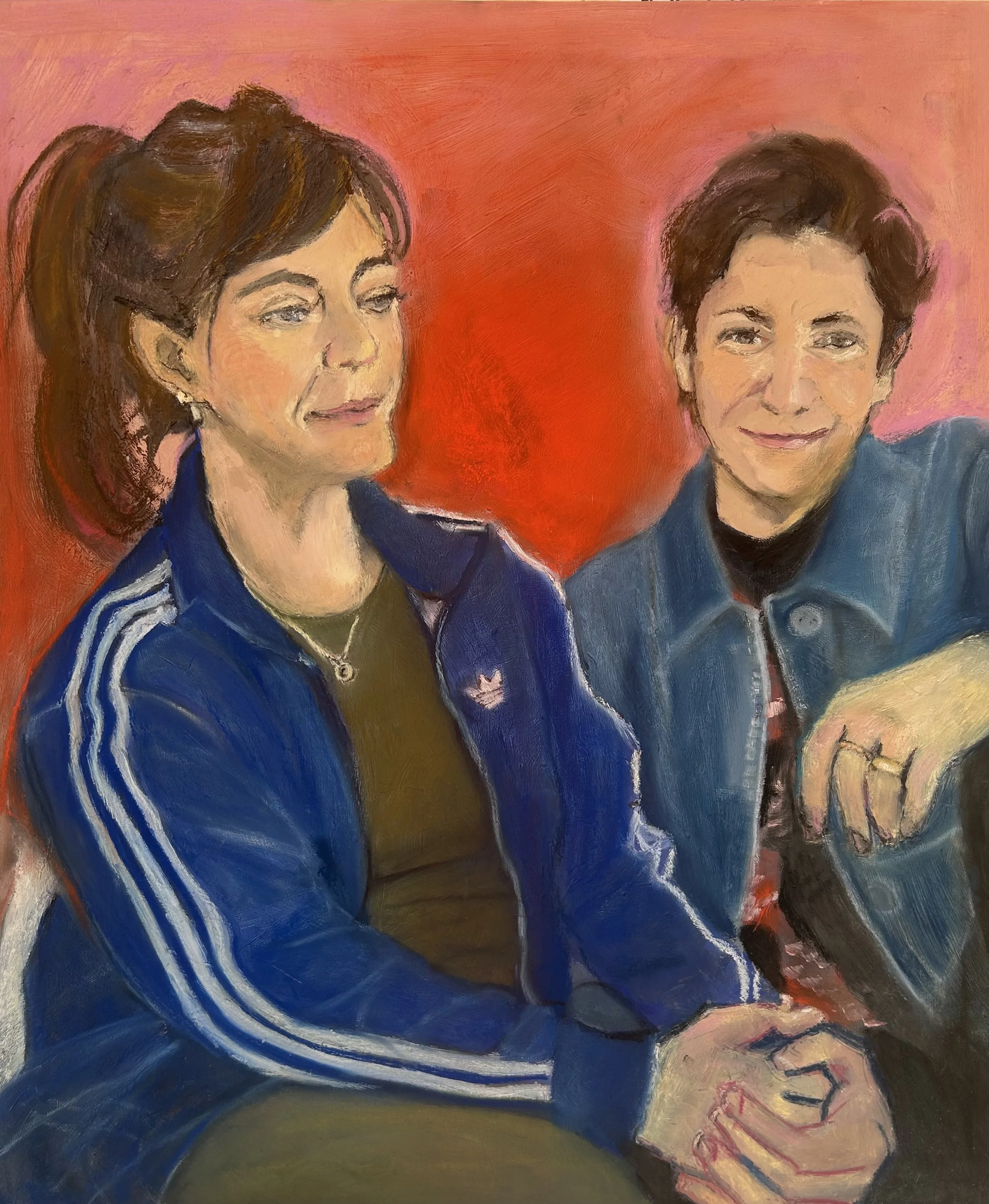 Elli & Jo, 2026, oil and pastel on canvas, 57x65cm