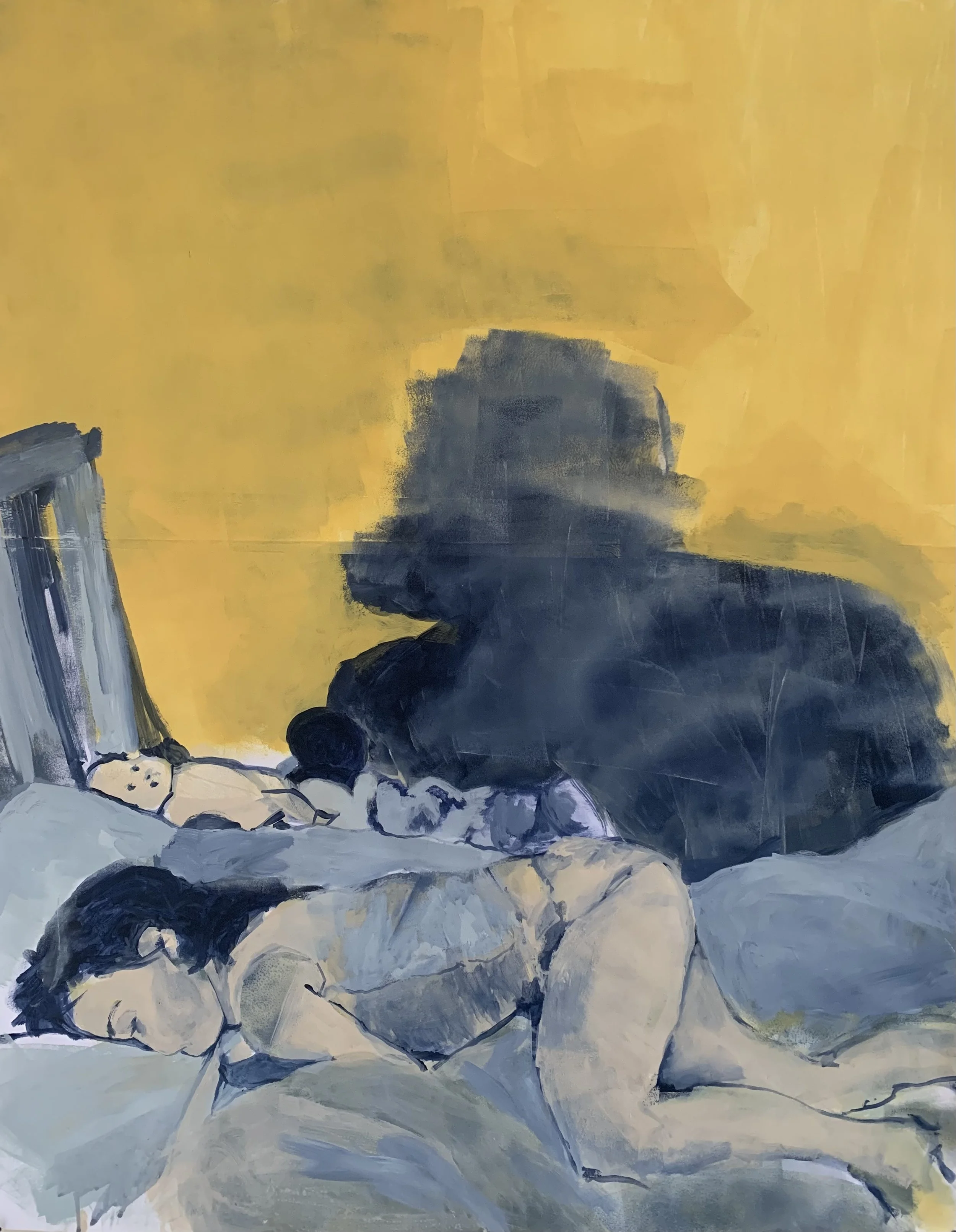 'Mother Shadow' 2024, emulsion and acrylic on paper, 104x84 cm