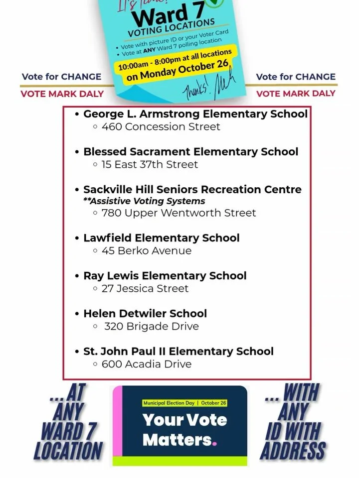 I&rsquo;d put the point plainly:

If everyone who supports this campaign makes sure to vote, we can win!

On Election Day, Monday, October 26, polls are open from 10 a.m. to 8 p.m. at any Ward 7 voting location. See the first slide for the list.

You