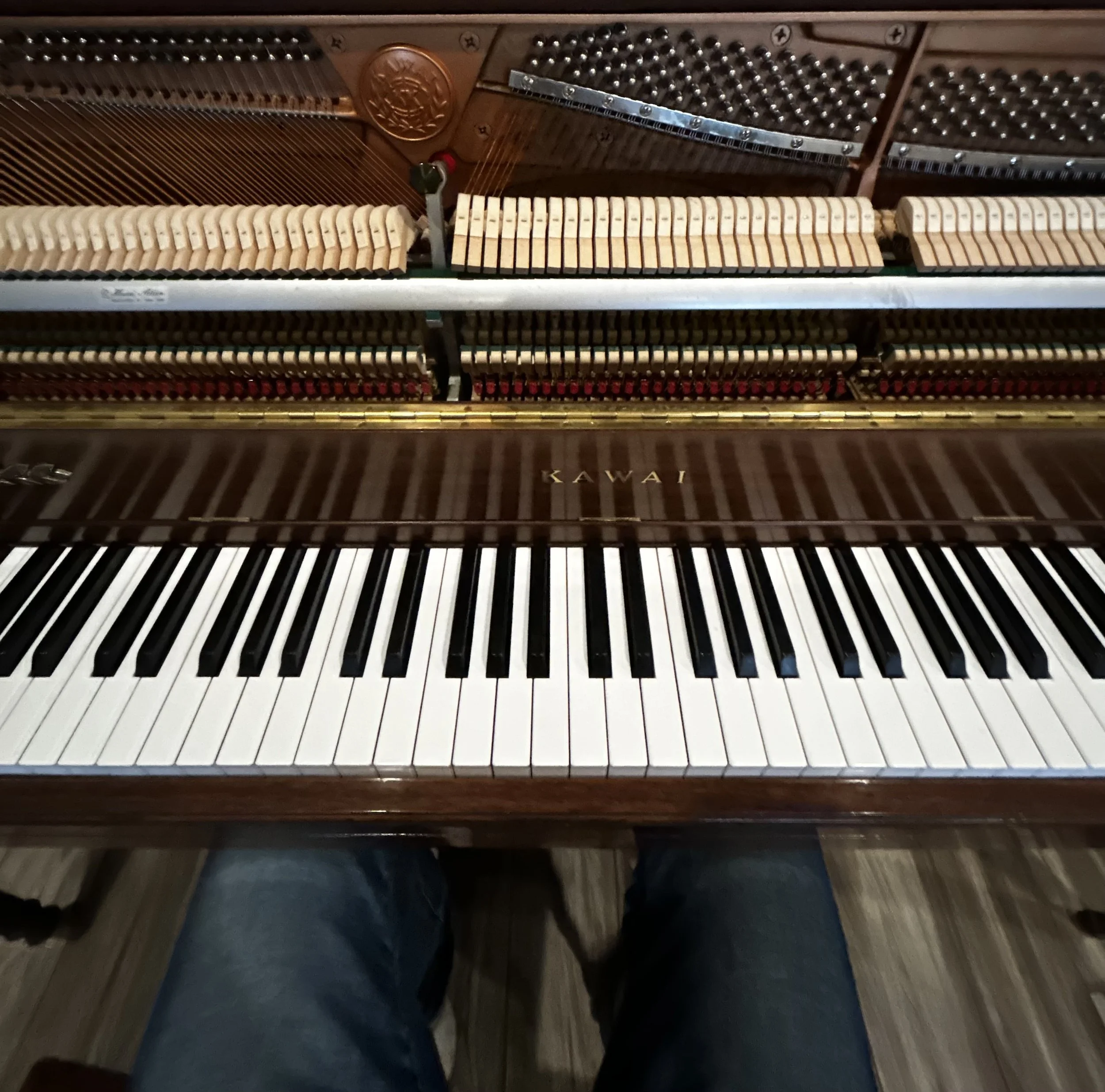 Beautiful Kawai upright during a tuning session in Amarillo, Texas