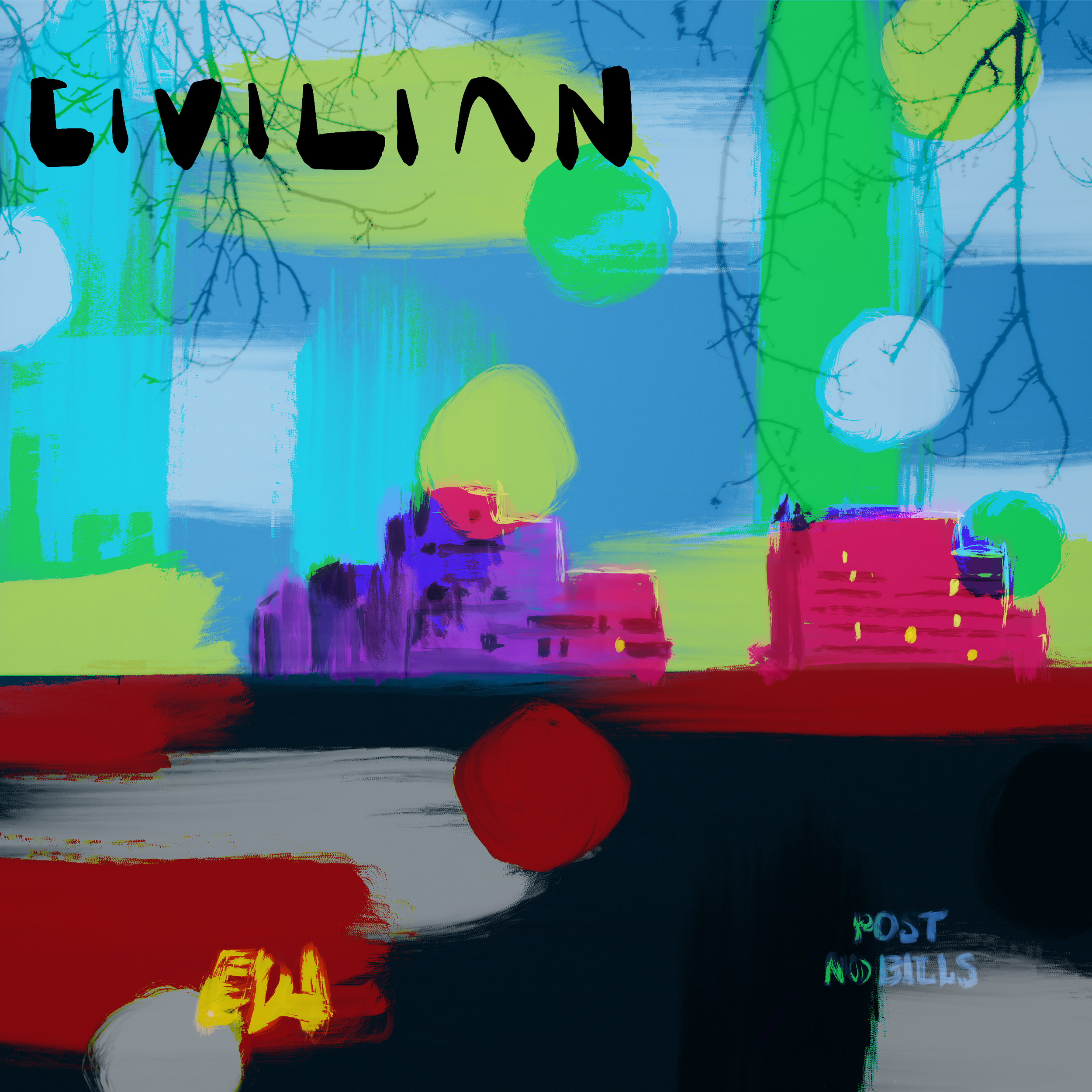 Abstract digital artwork with colorful, distorted patterns and the word 'LIVINN' at the top. There are various vibrant colors including blue, green, red, yellow, and purple with some text at the bottom right.