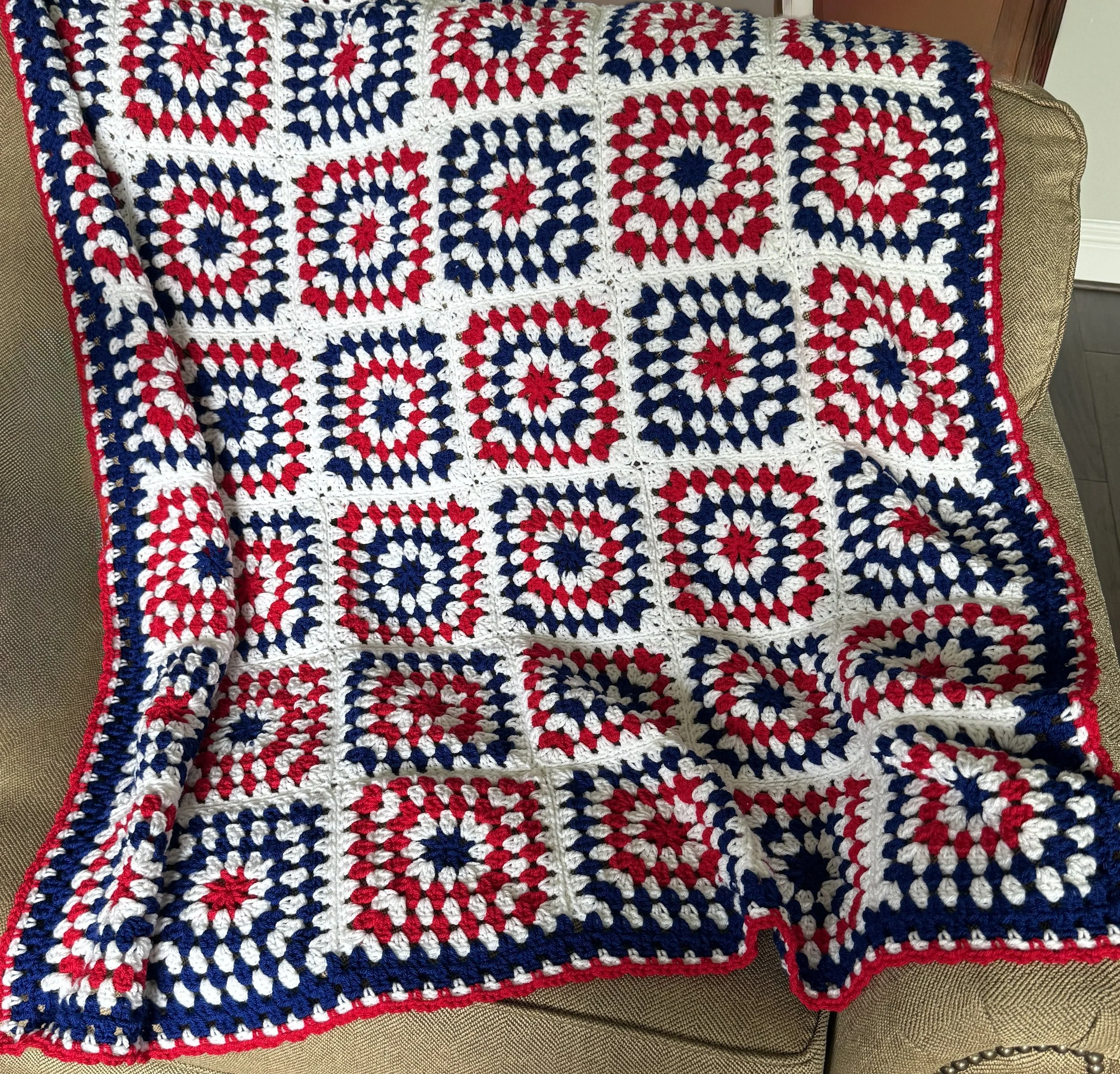 Red, white, and blue throw