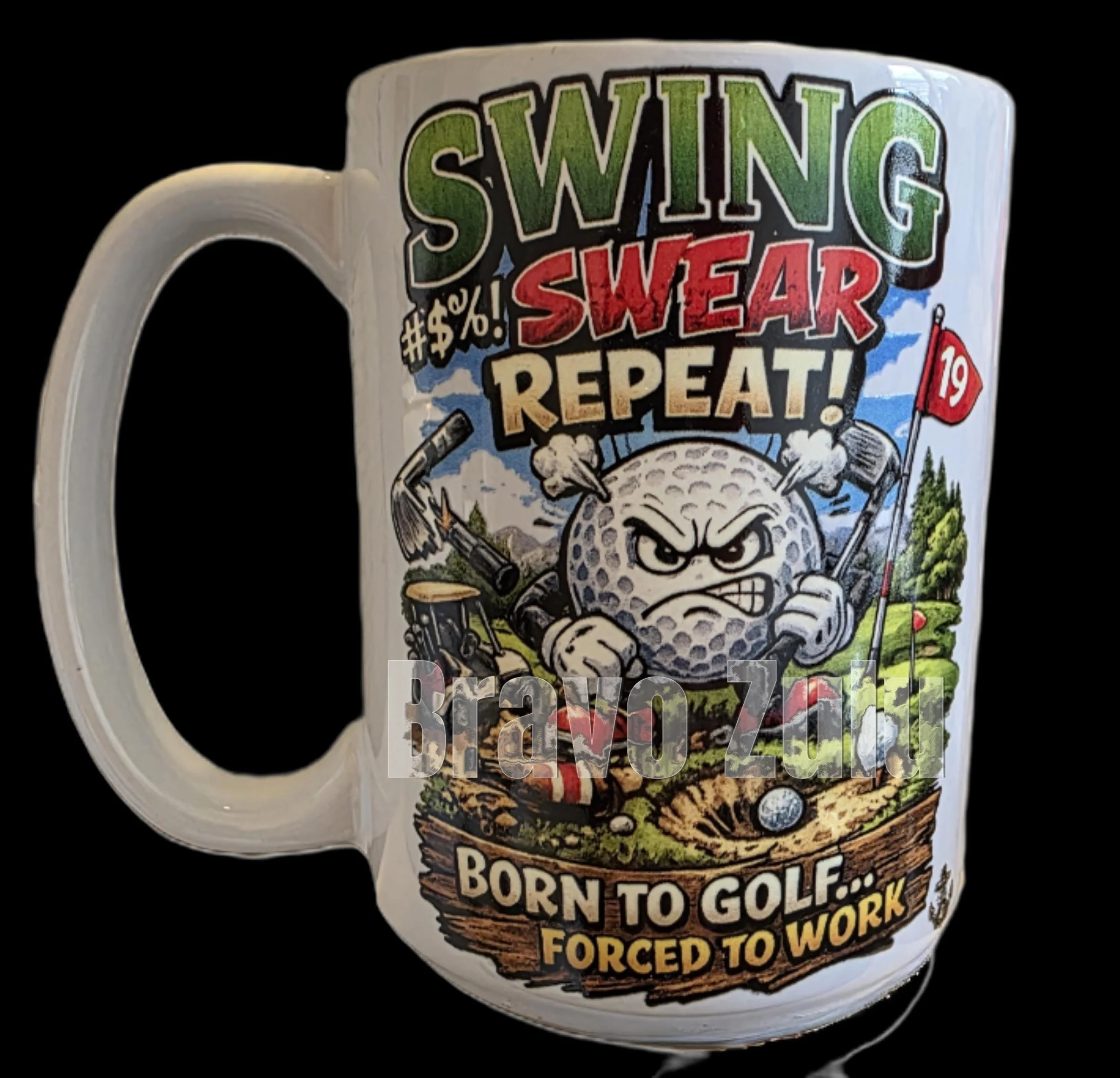 Swing, Swear, Repeat Golf Mug – 15oz
