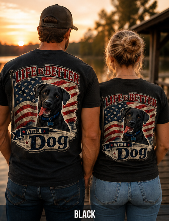 Life Is Better With A Dog™ | Custom Dog Photo Patriotic T-Shirt 🐾 Turn Your Best Friend into a One-of-a-Kind Shirt