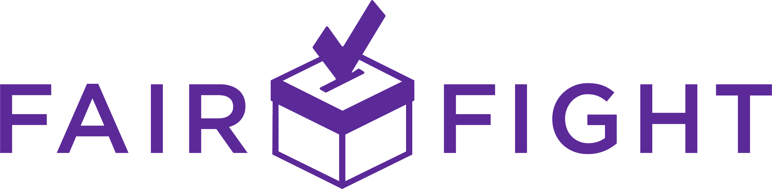 Fair Fight logo in purple with a stylized gauge or meter icon above the text.