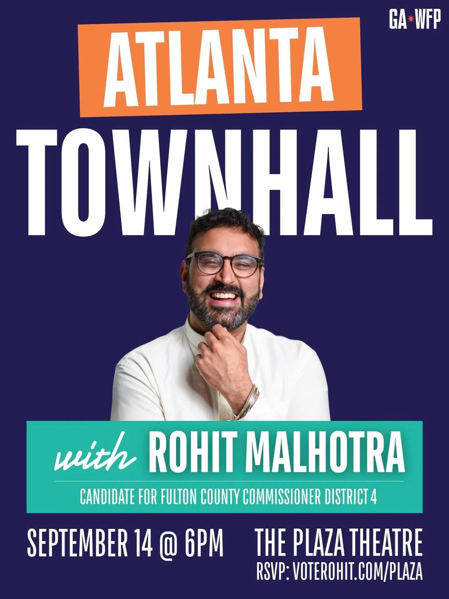 ATLANTA! Join me Monday, September 14 at 6:00pm at the Plaza Theatre for a townhall and conversation with voters. 

I am the only progressive Democrat on the ballot, and this race for Fulton County Commissioner is consequential. I am campaigning the 
