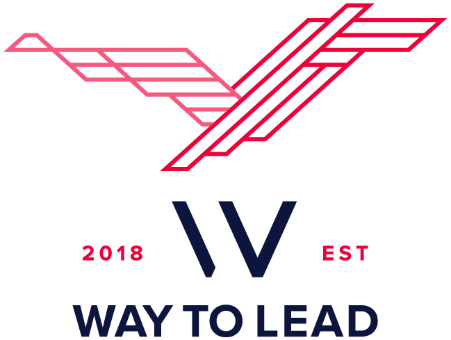 A stylized vintage aircraft logo with the text 'V WAY TO LEAD' and '2018 EST' beneath it.