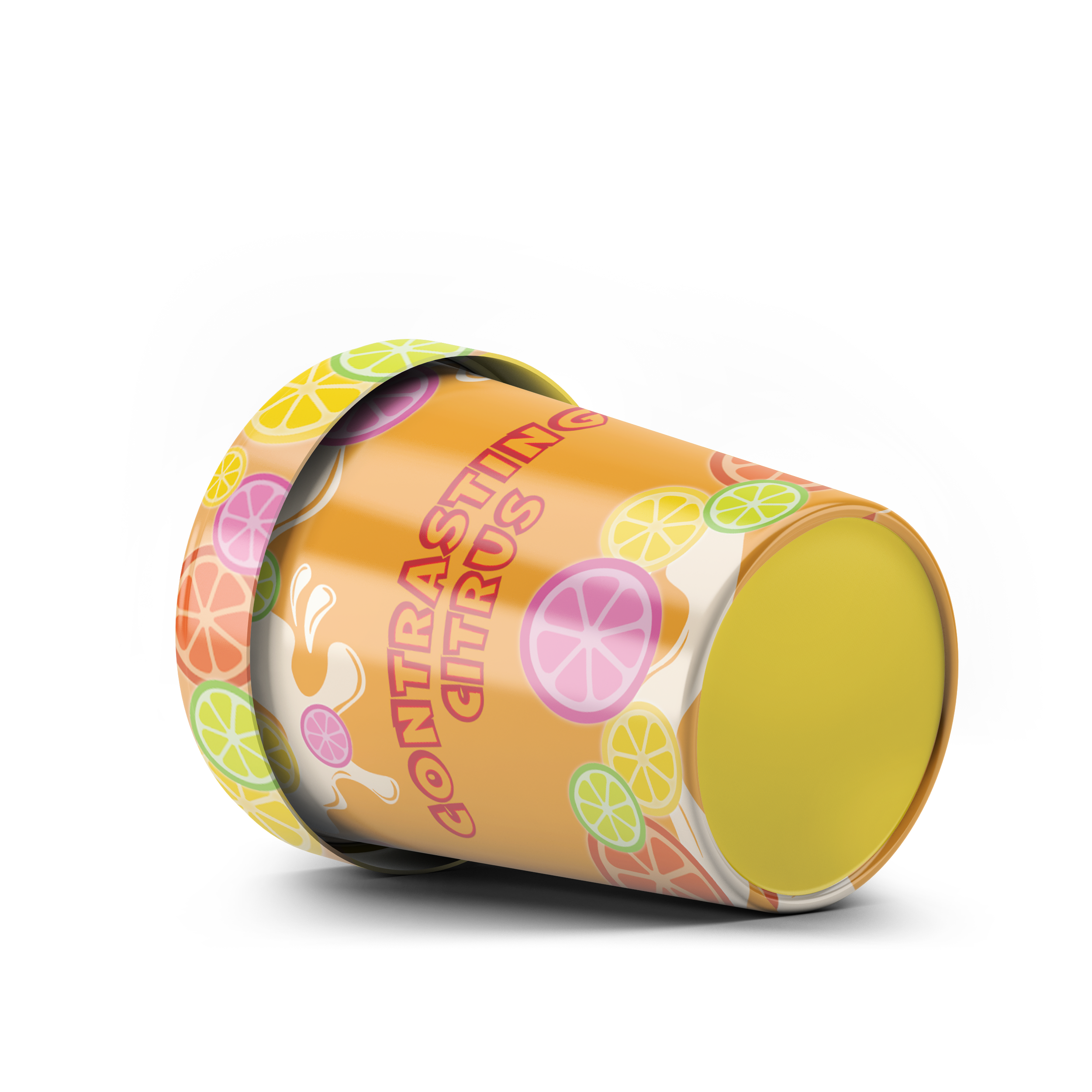 Image of a colorful paper that reads 'Gummy Candy' with a fruit slice pattern, rolled in a cone shape