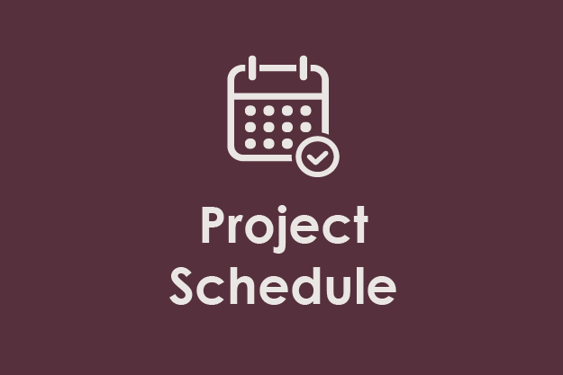 Icon of a calendar with a checkmark and the text 'Project Schedule' on a dark purple background.