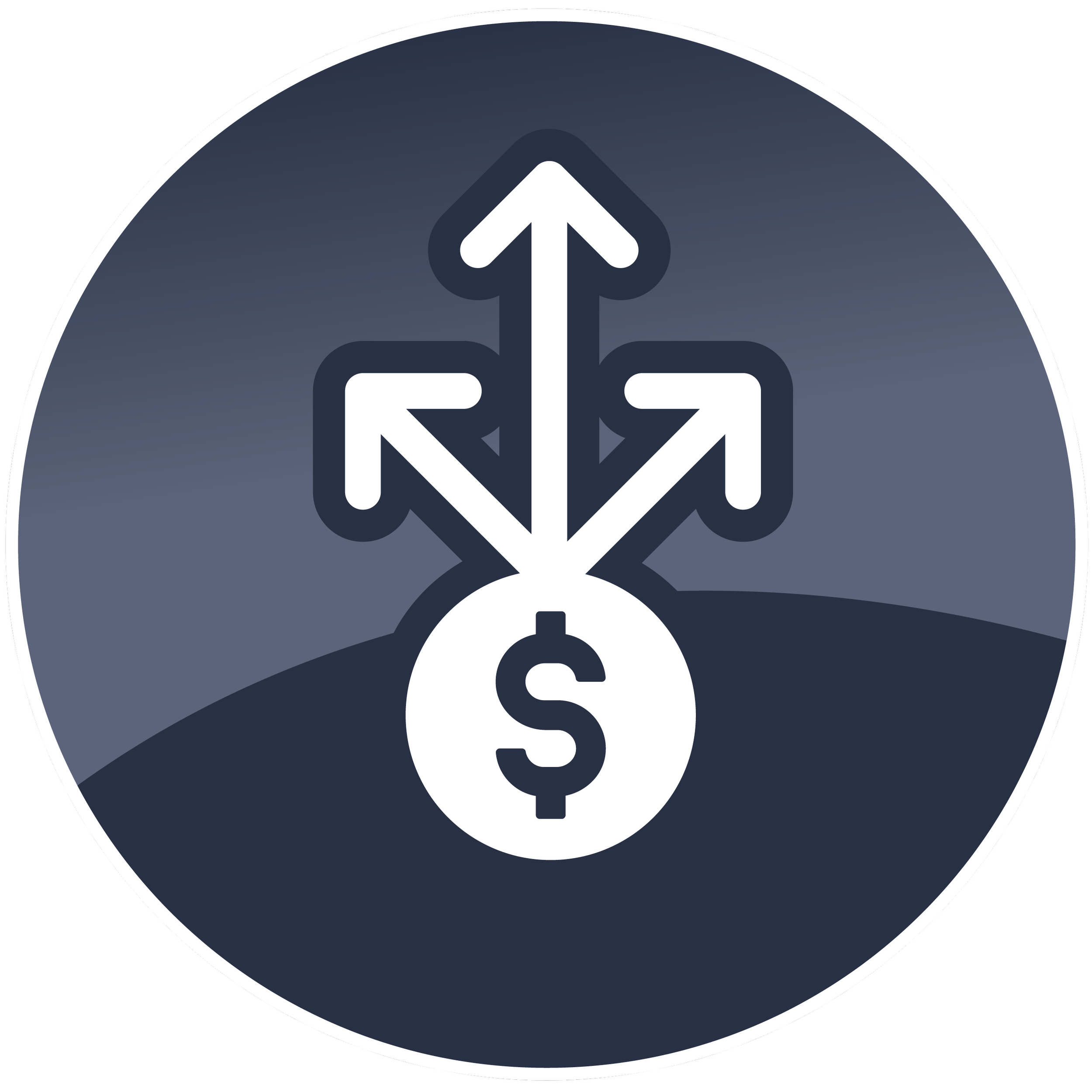 A graphic icon of a traffic police officer's hat with a dollar sign in a circle on it.