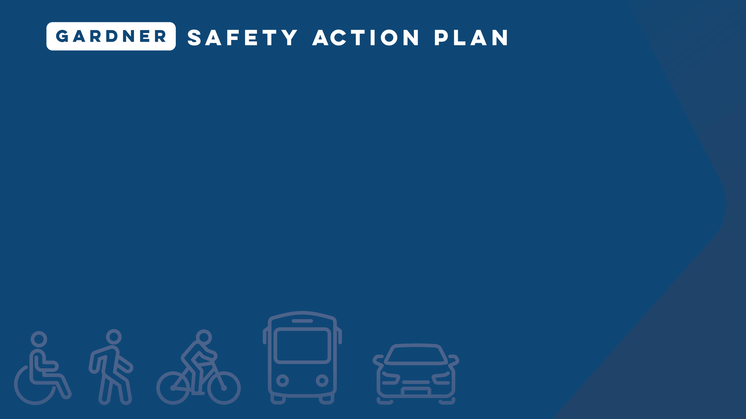 Cover page of Gardner Safety Action Plan with icons of people in wheelchairs, bicycles, buses, and cars.
