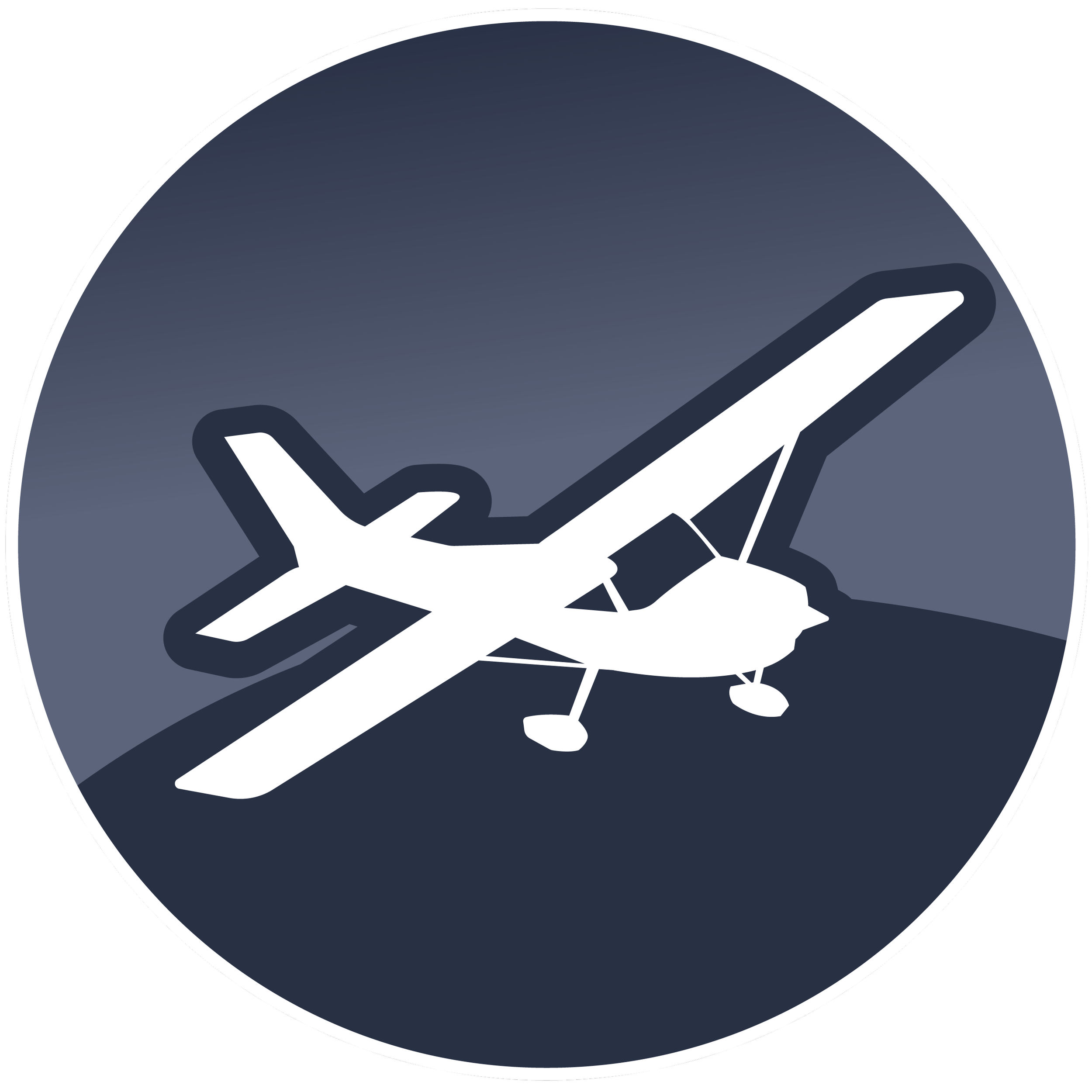 Icon of a hand holding a smartphone on a round dark gray background.