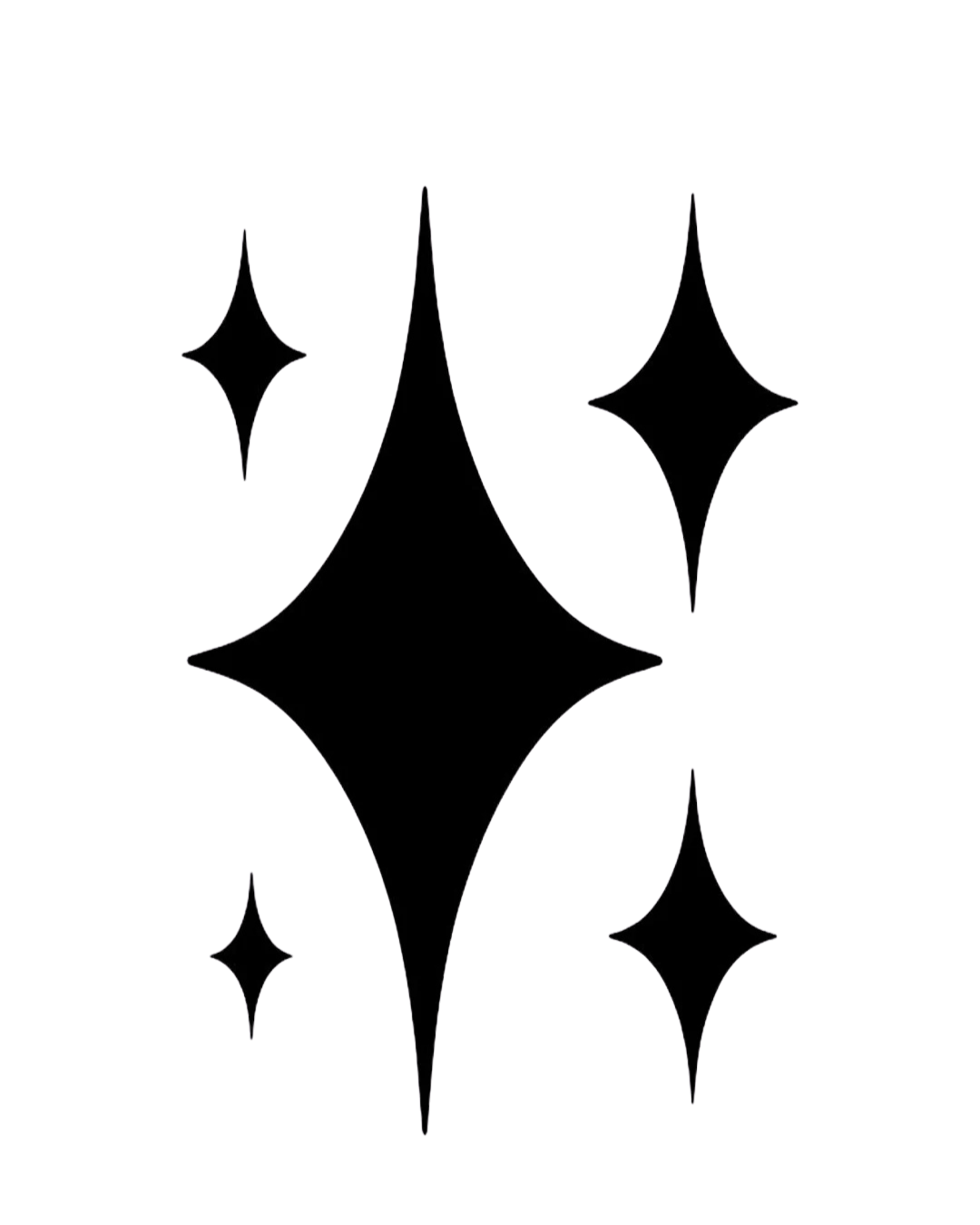 Black background with a symmetrical pattern of transparent, glowing star-shaped figures and curves.