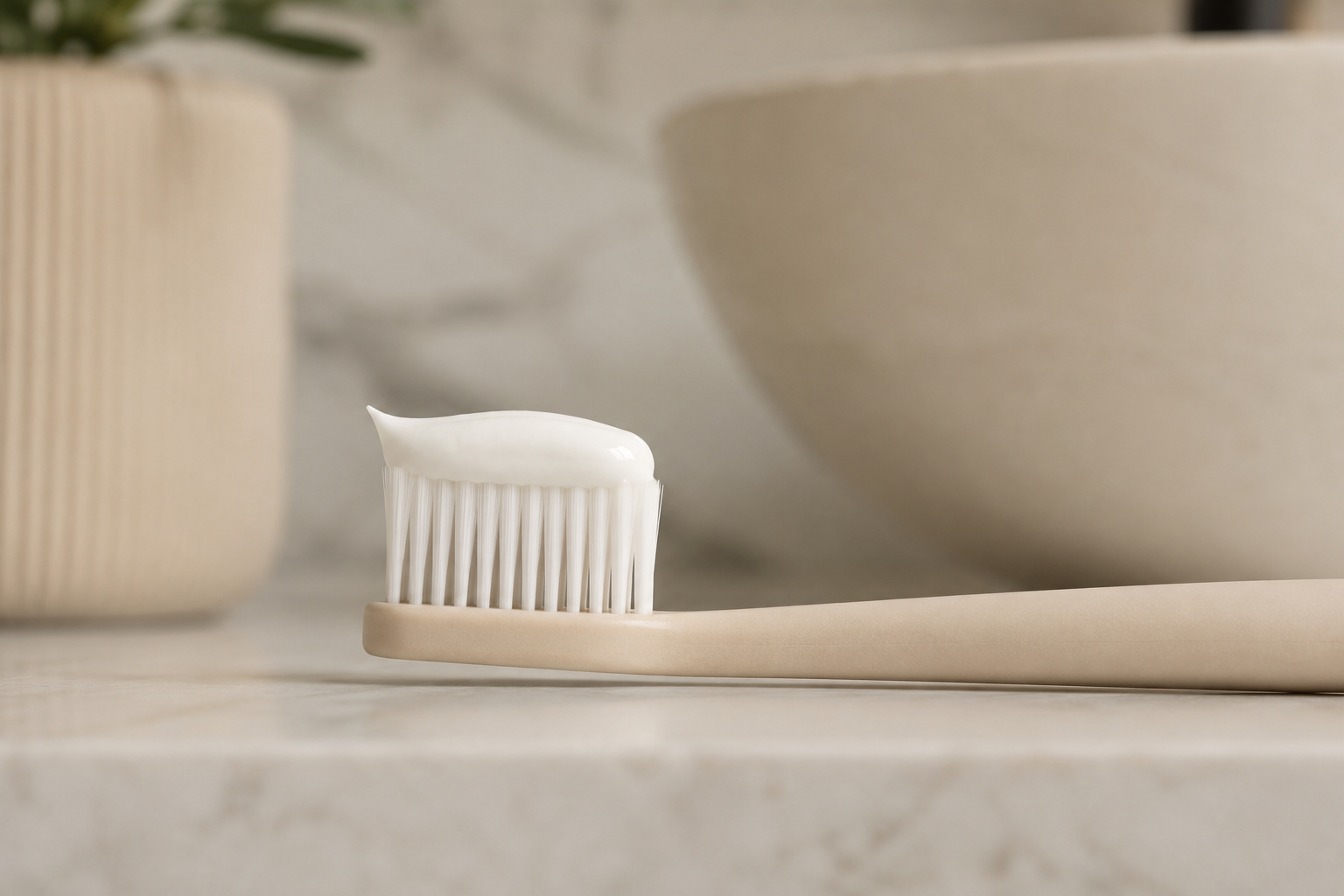 Tooth brush with tooth paste on it