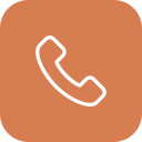 Phone icon on a brown circular background