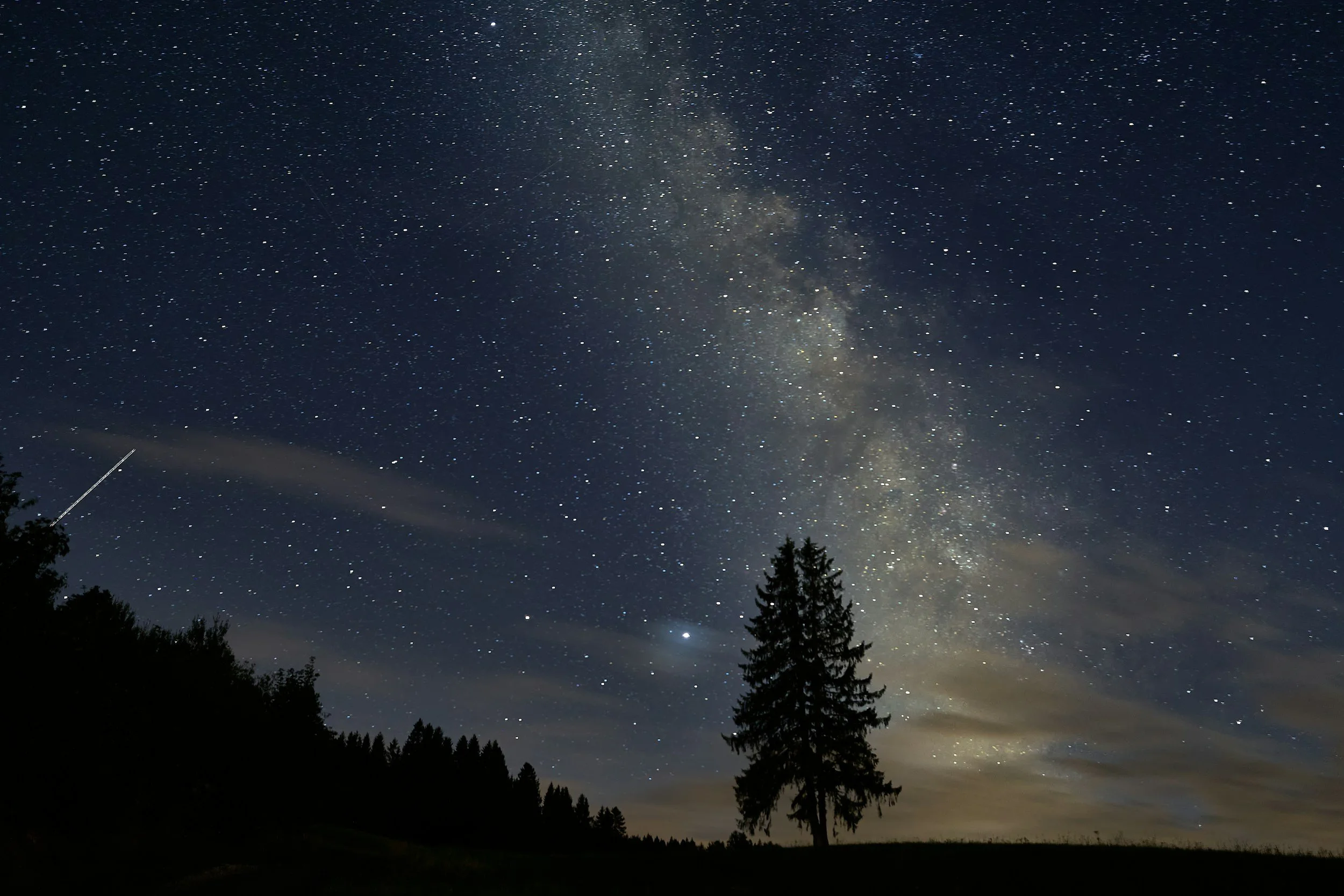 Starry night sky, Pisces zodiac sign icon