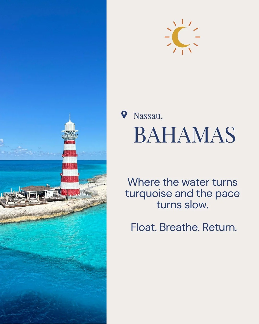 Turquoise water, island rhythm, and a pace that finally lets you exhale. Nassau is closer than you think. 🌙 moonmigrationco.com
#MoonMigrationCo #LessSnowMoreGlow #Bahamas #Nassau #TravelAdvisor #WomenWhoTravel #QueerTravel #BIPOCTravel #TravelInspi