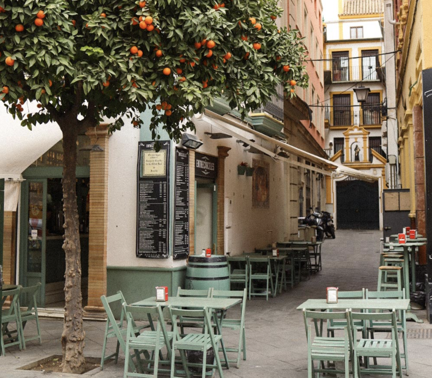 Tucked behind the Cathedral in Seville, lie some of the most charming streets in town. The best time to visit is late afternoon or early evening. You still won't find an overpriced latte:)