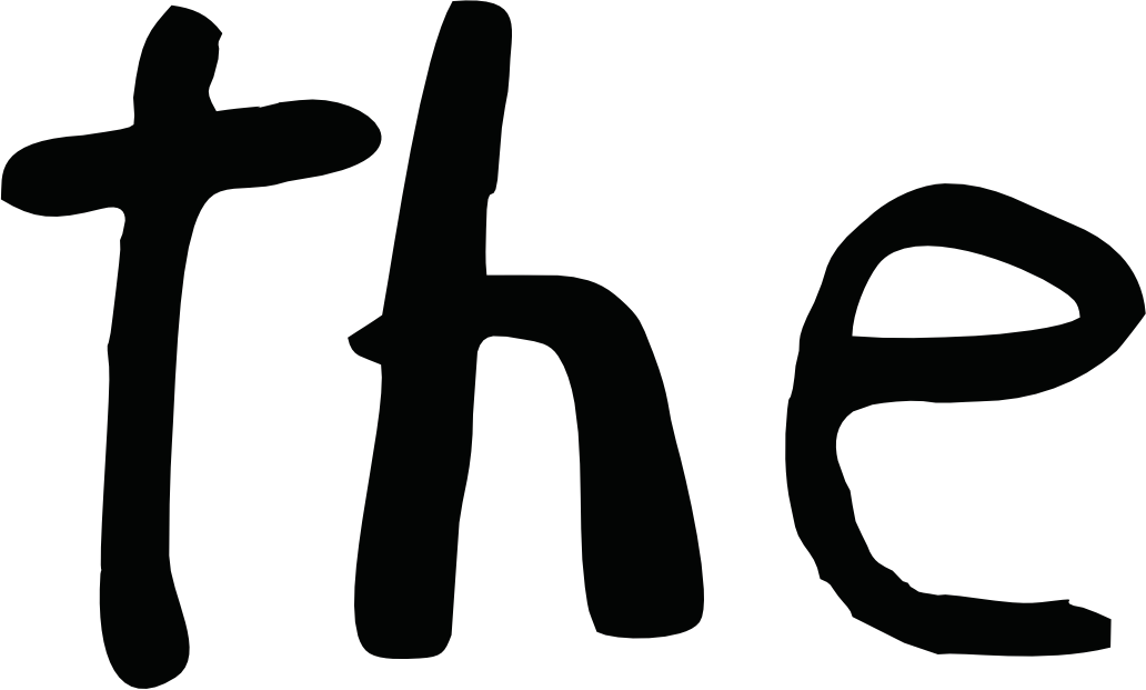 Close-up of black text spelling 'the' on a black background.