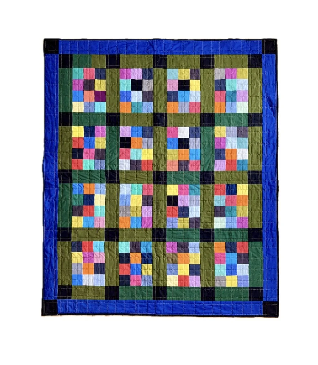Colourful hand-made quilt