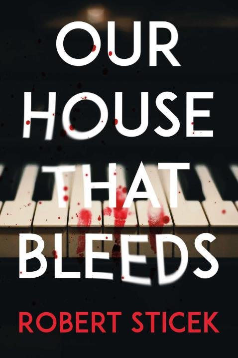 A dark and suspenseful thriller-style book cover featuring a close-up, shallow-depth-of-field photograph of a piano keyboard. The white and black piano keys are sharply in focus across the center, fading into a pitch-black background at the top and b