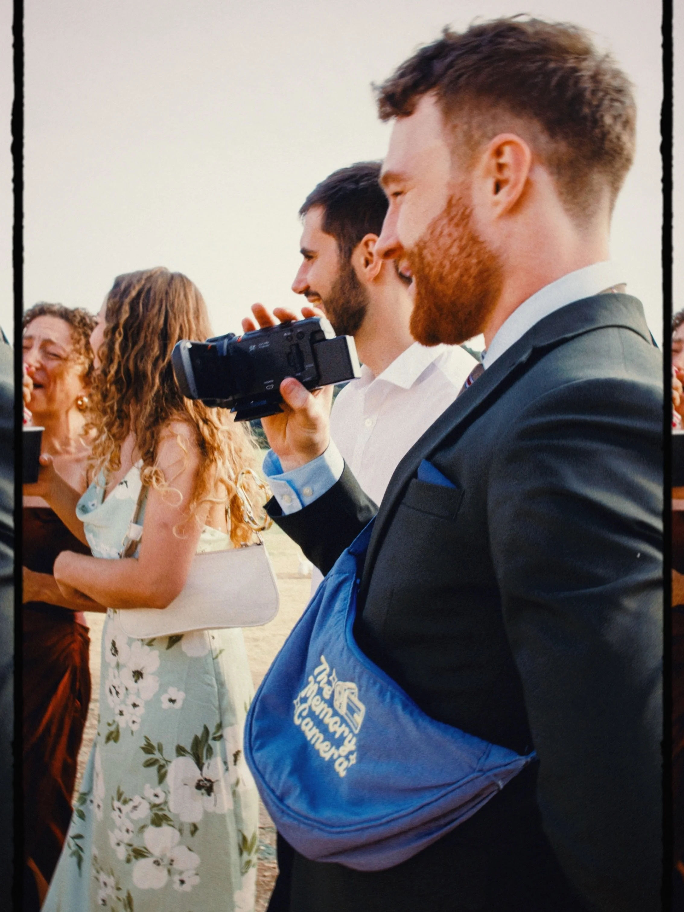 Looking stylish with our custom camcorder bag whilst capturing your best friend&rsquo;s wedding 🫶🏻📹