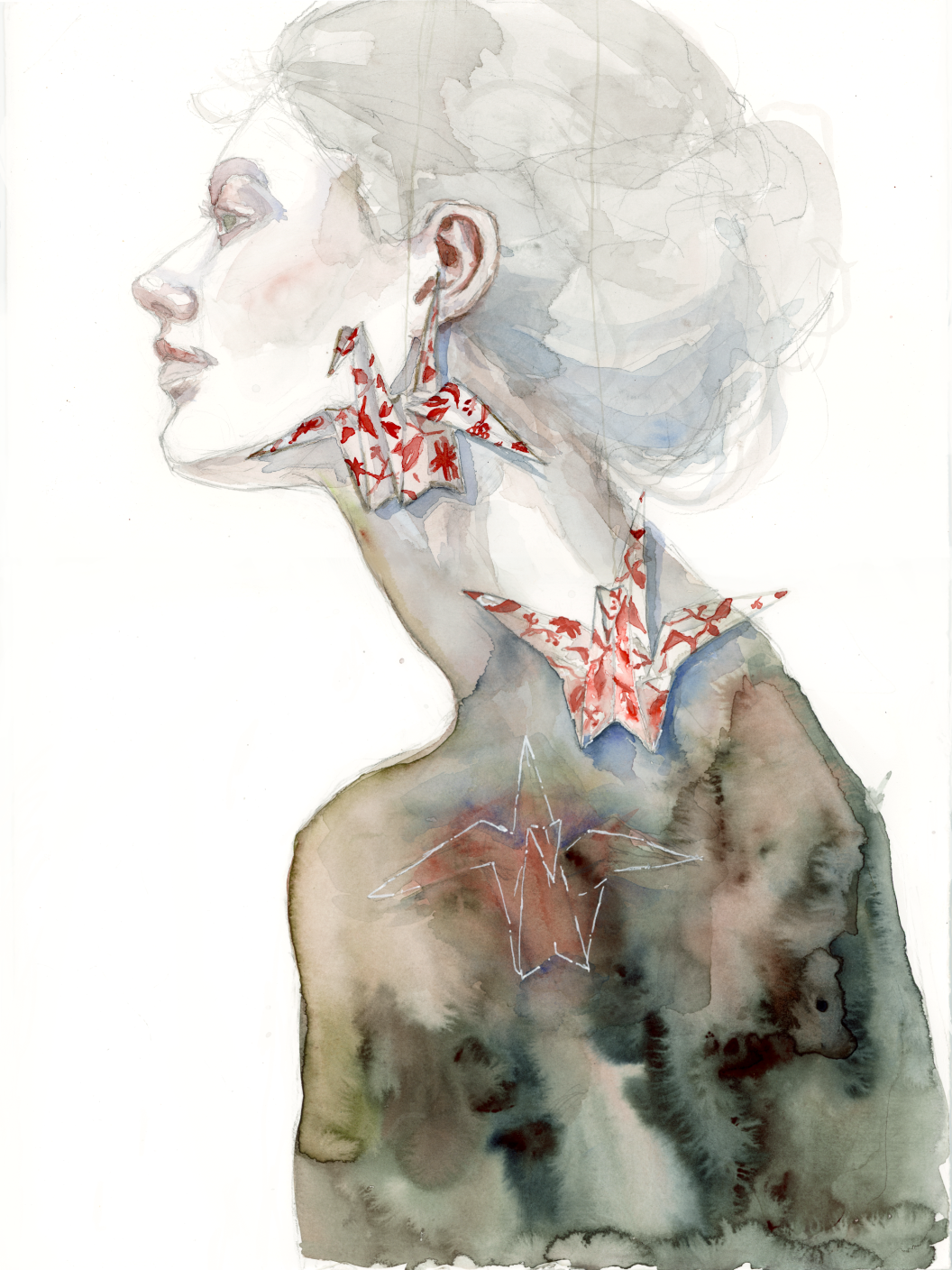 "A Dream on Flight" 2025. Watercolor on cotton paper.