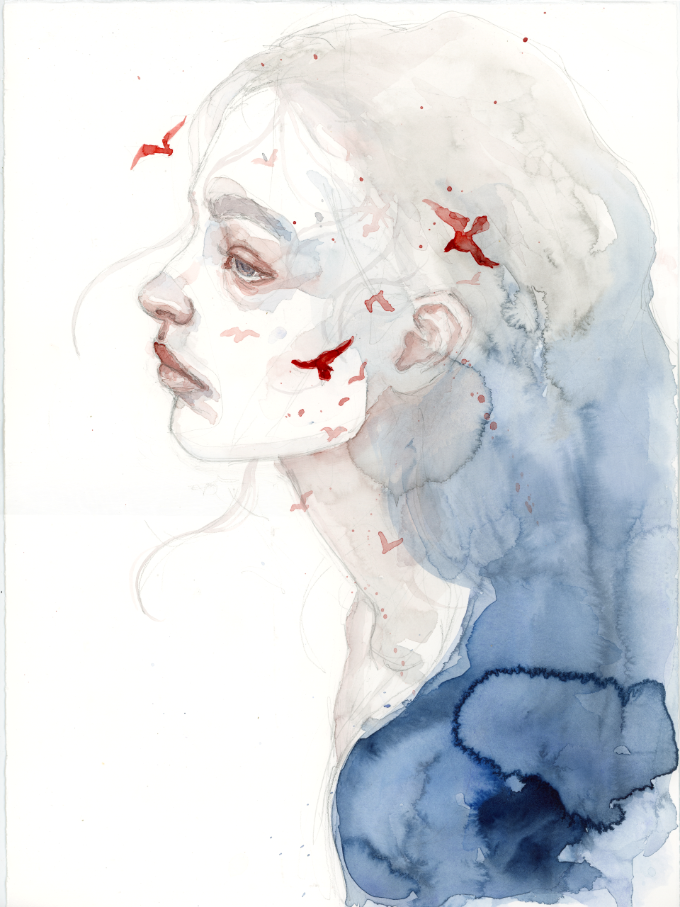 "Daydreams" 2025. Watercolor on cotton paper.
