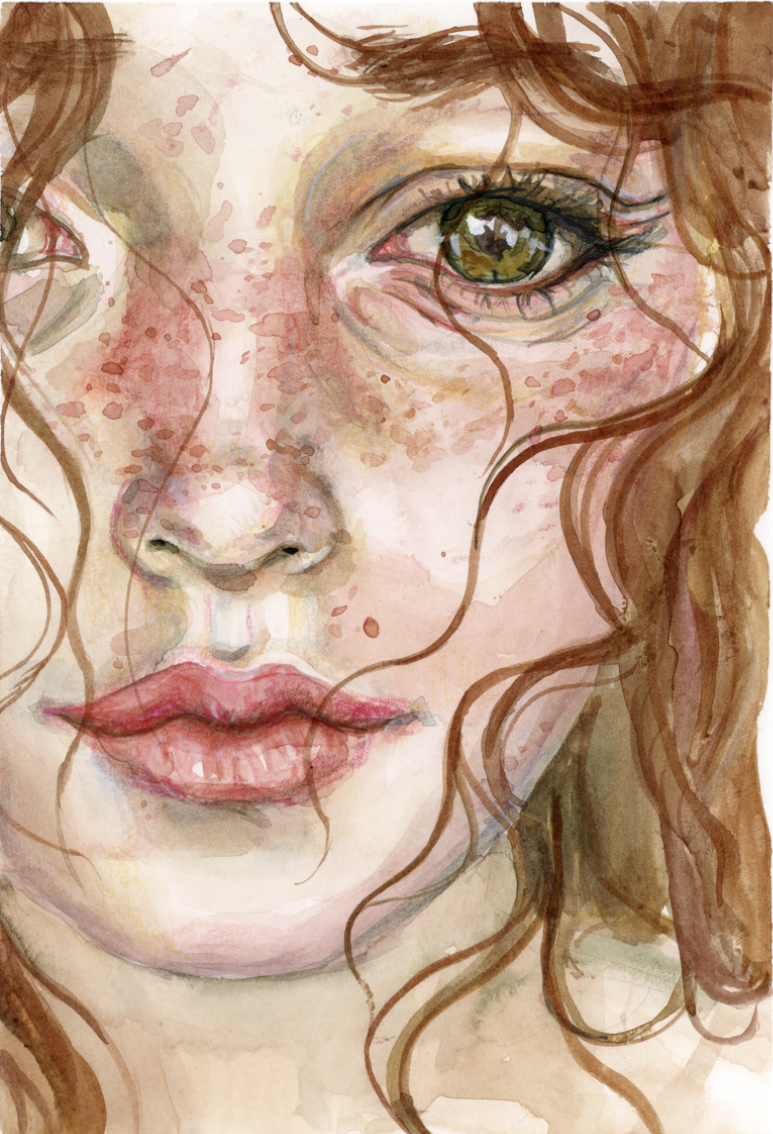 "Ok I'll paint a redhead" 2018. Watercolor and colored pencil on cotton paper.