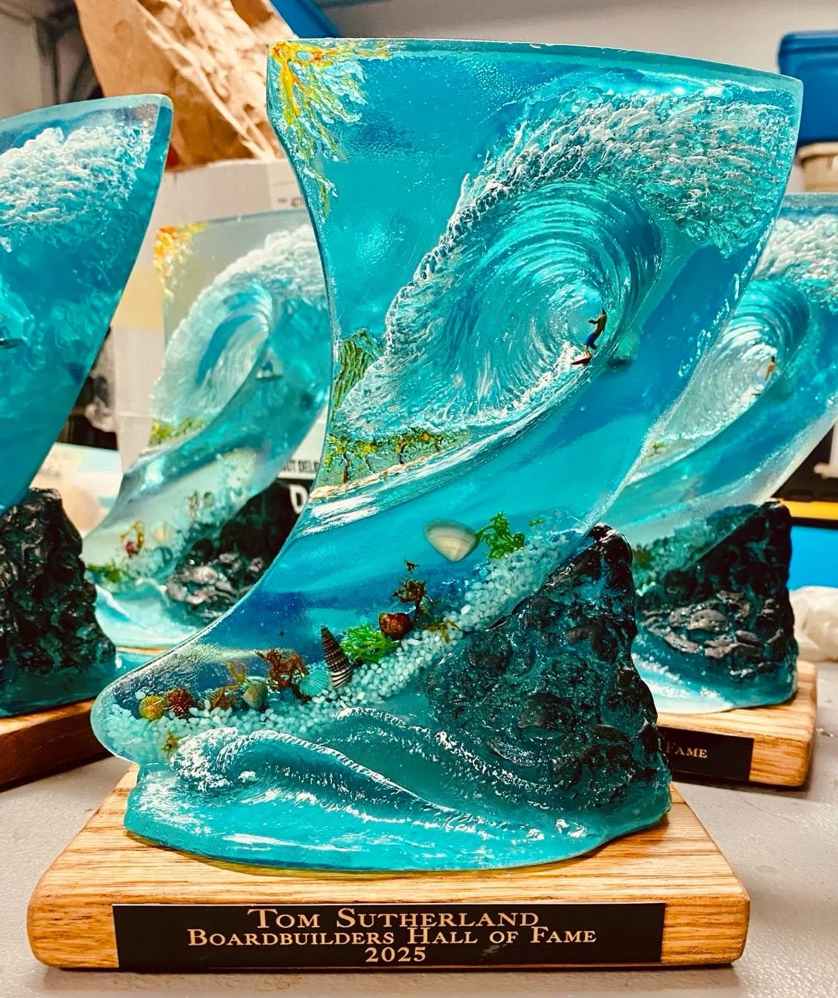 Honored to have my wave fin sculpture commissioned for the HOF rhythm and resin festival this coming weekend