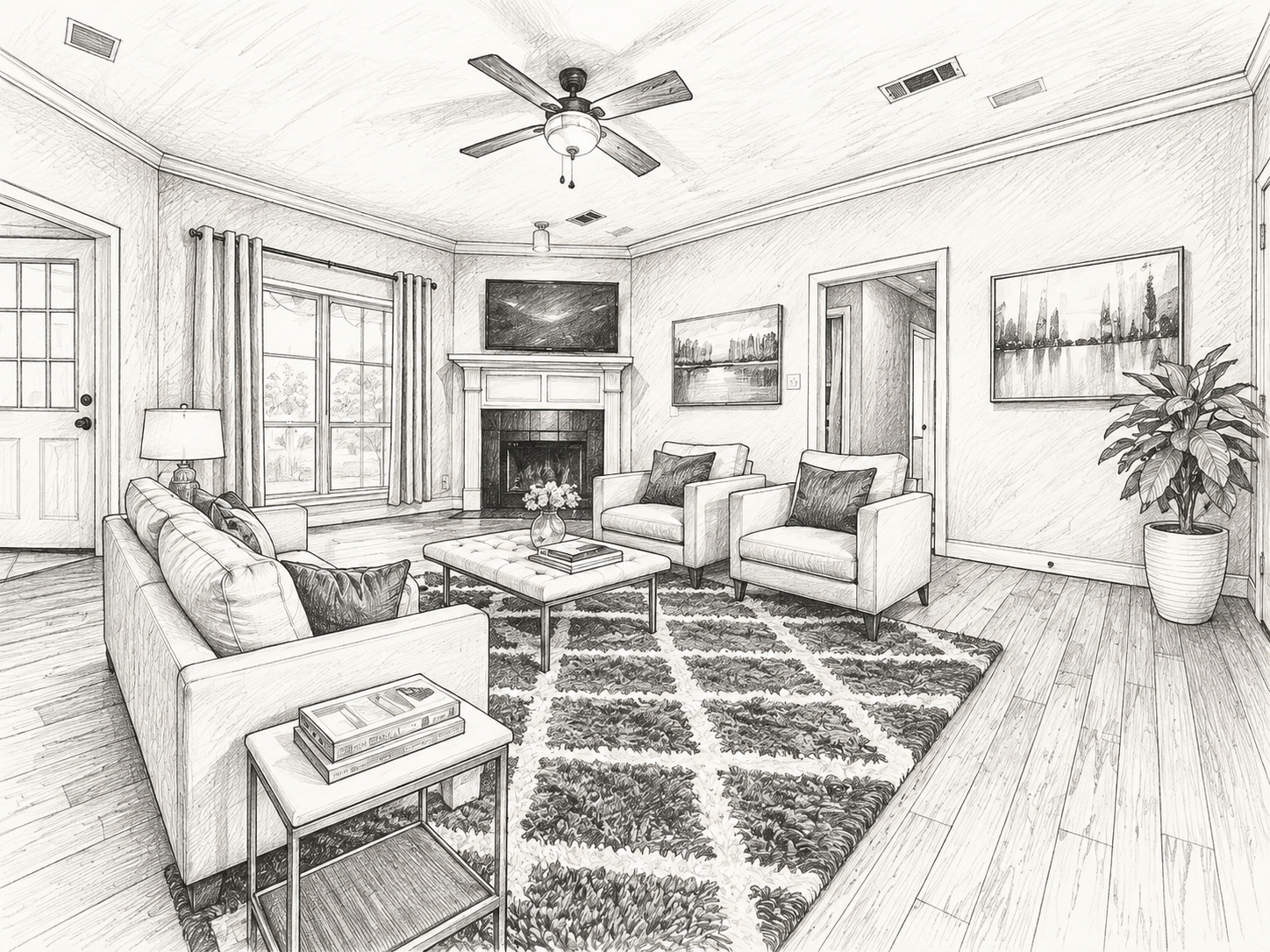 Large living room in Old Jefferson Baton Rouge home for sale