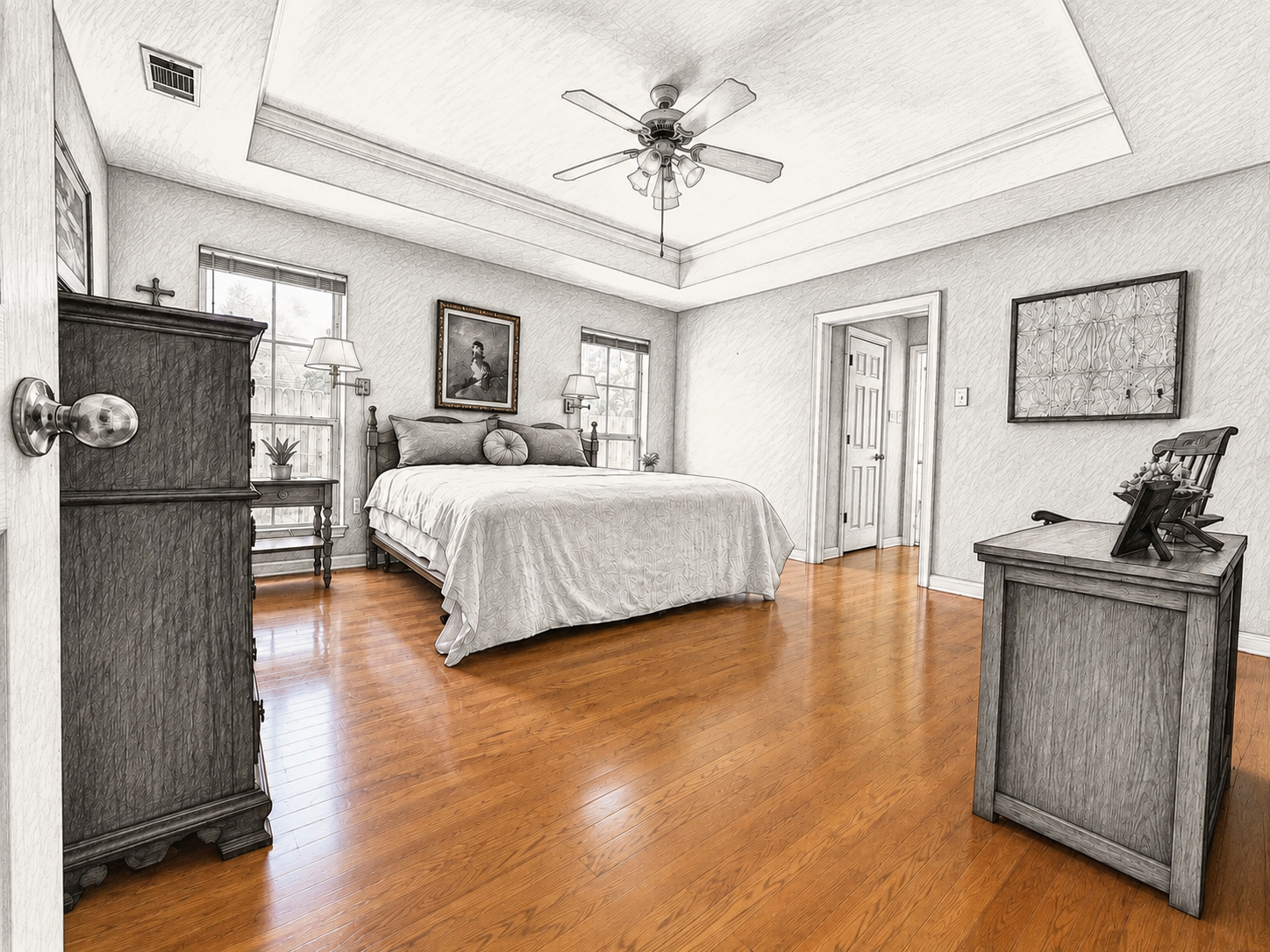 Immaculate original hardwood floors in older Baton Rouge Louisiana home