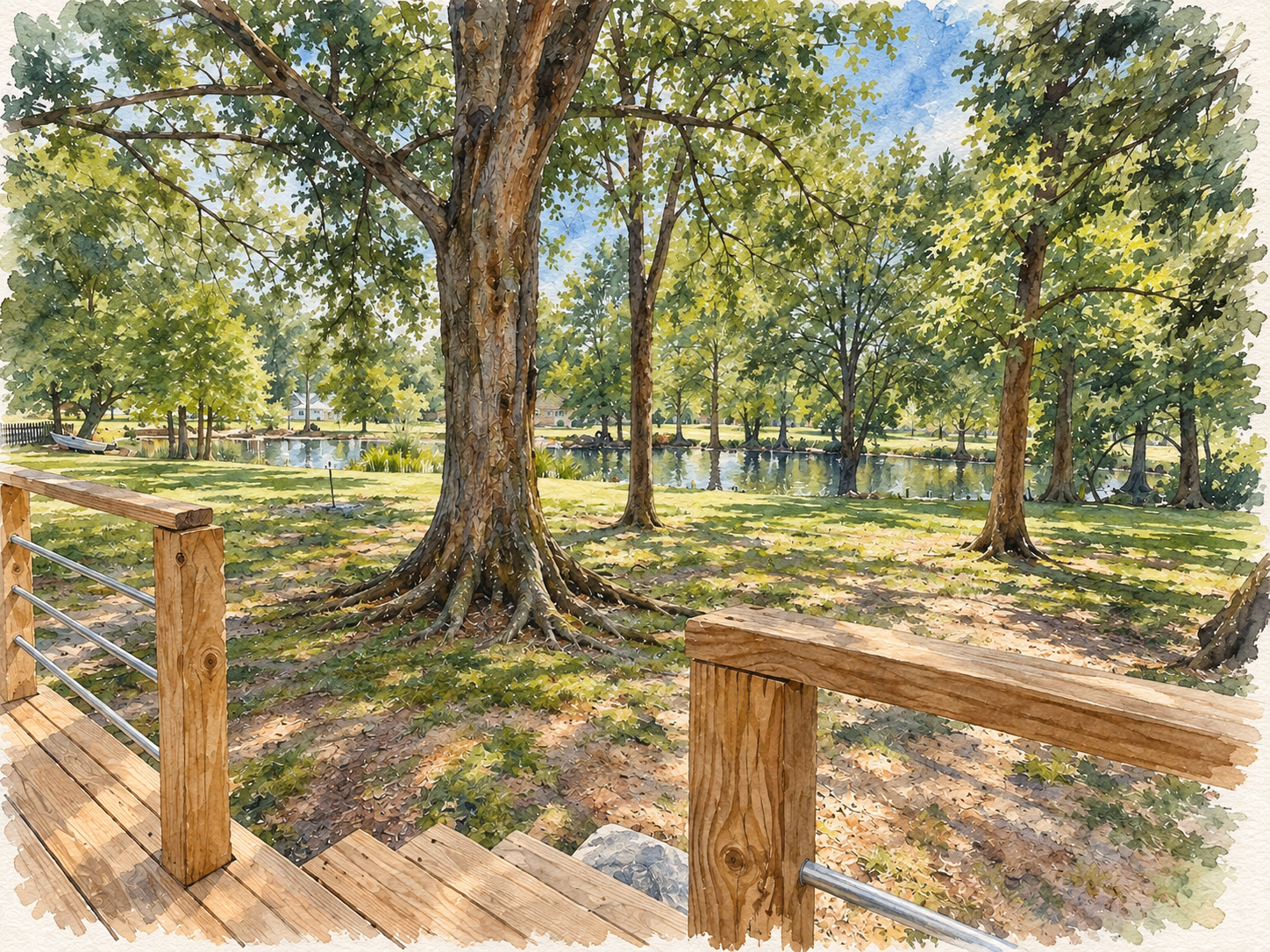 Large corner lot with pond at home in Prairieville Louisiana near Highway 42