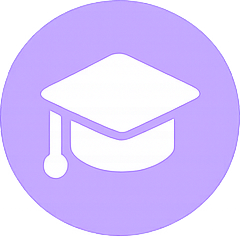 Graduation cap icon on a purple background