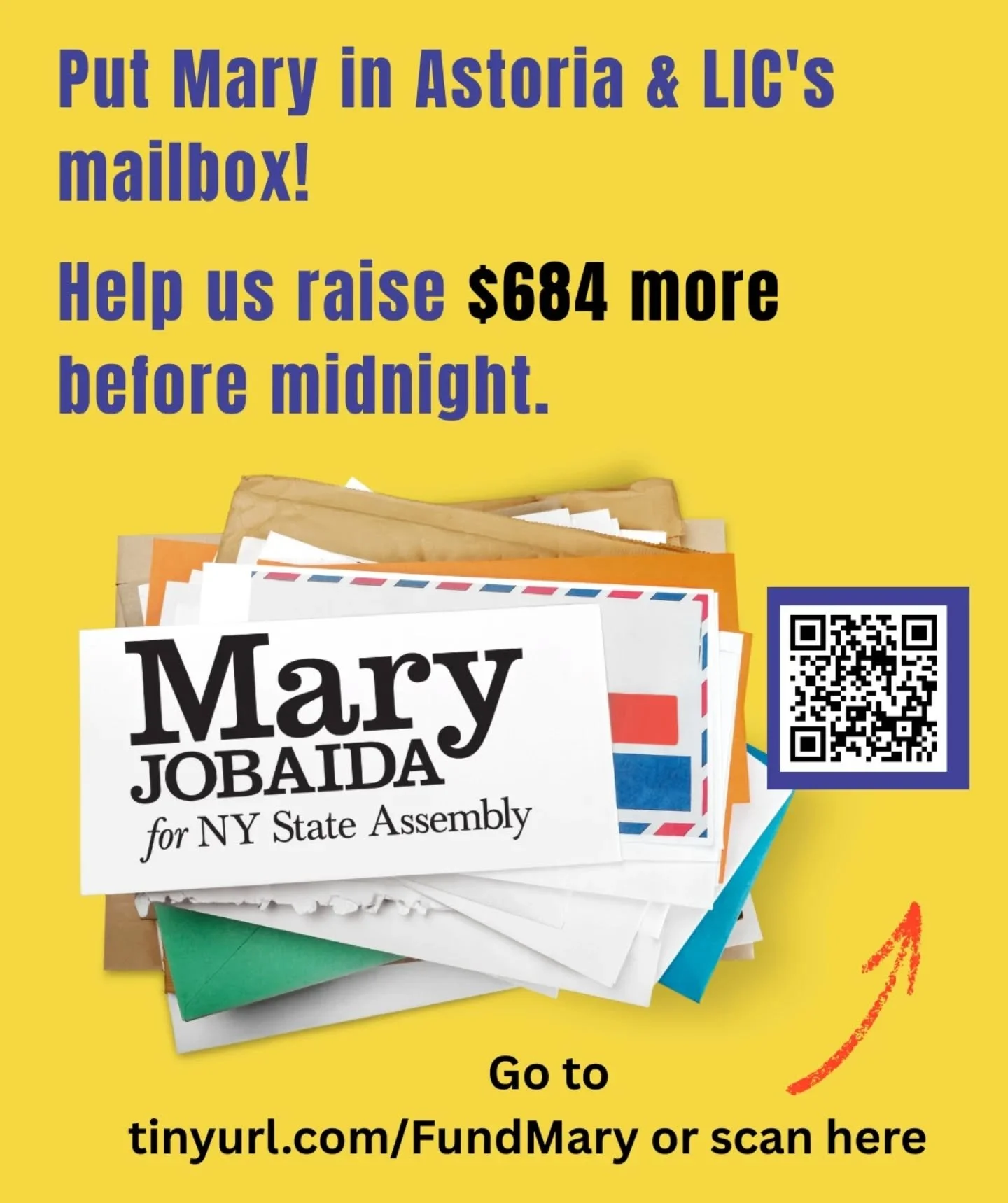 You're doing it! Keep sending those donations to meet tonight's midnight fundraiser. We're just 32 days away and need mailers in the mailboxes of every Astoria!

Help fund #TeamMary before the night is through.

Tinyurl.com/fundmary