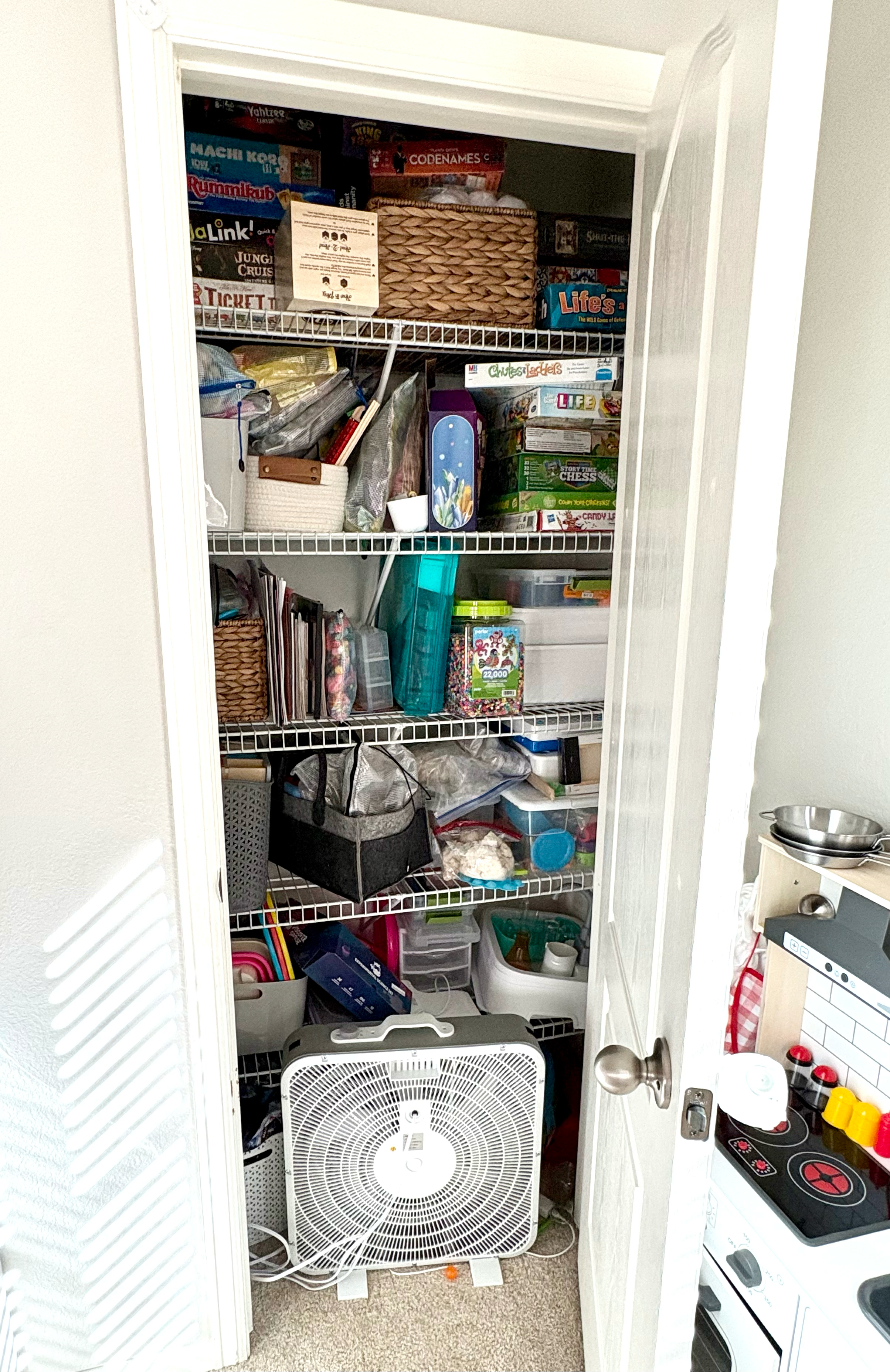 Before, nothing really had a place and it was all spilling out of the closet