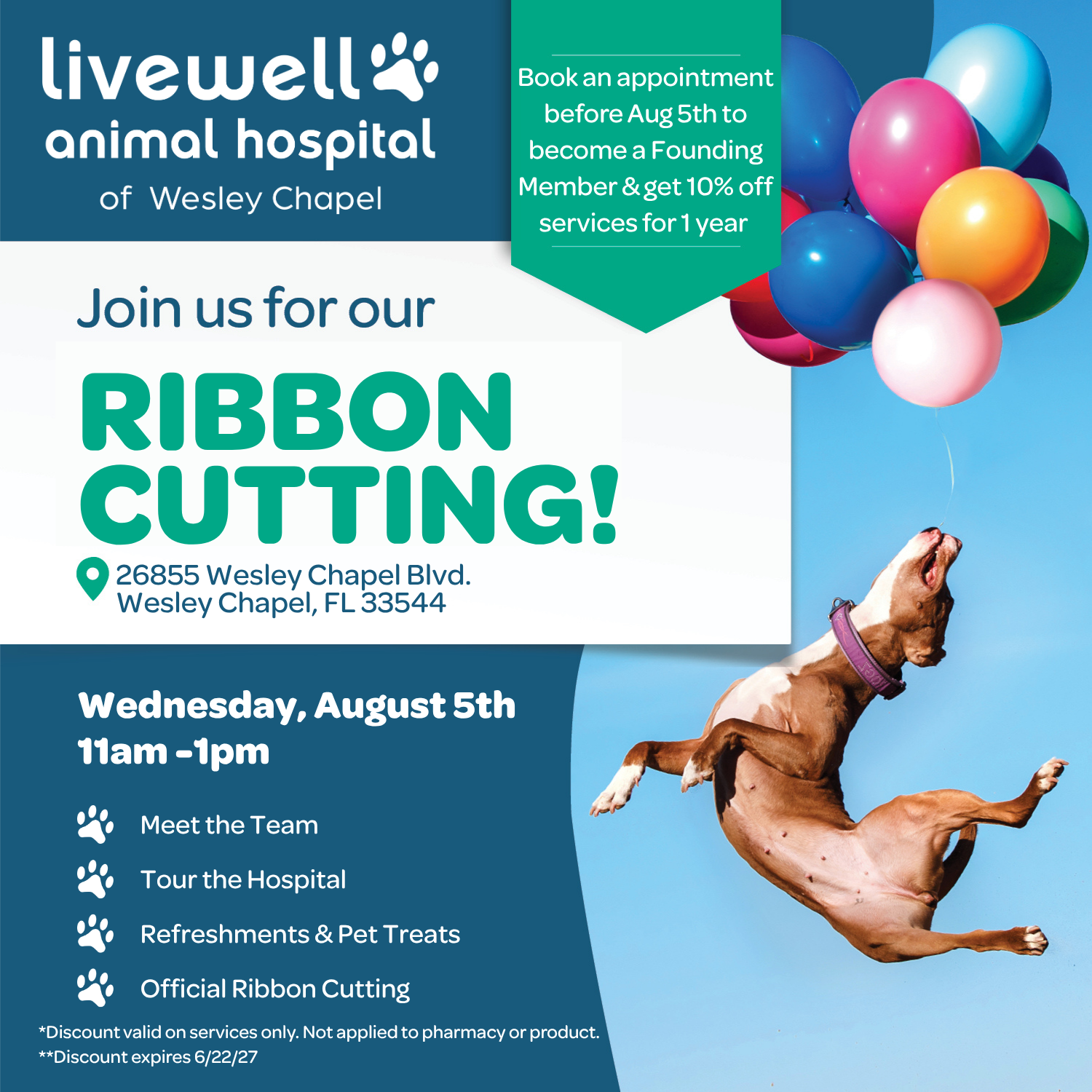 LiveWell Animal Hospital Ribbon Cutting in Wesley Chapel Aug 5th