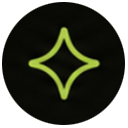 A glowing yellow-green star-shaped light on a dark background.