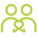 Icon of two green people shaking hands